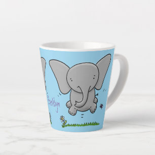 Caneca De Café Latte Ótima ilustração de desenho animado de elefante