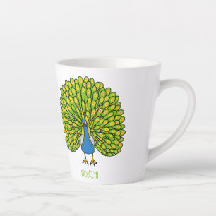Caneca De Café Latte Ótima ilustração de pássaro pavão brilhante