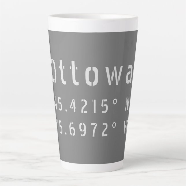 Caneca De Café Latte Ottawa Ontario Latitude & Longitude (Frente)