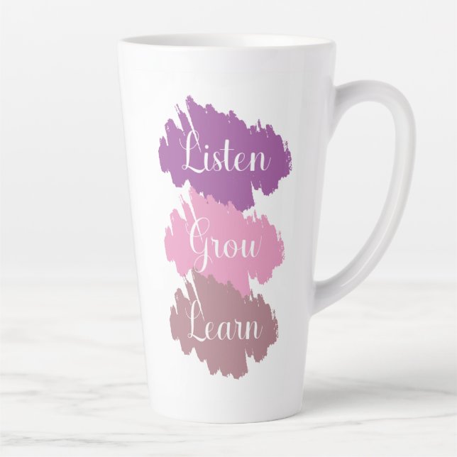 Caneca De Café Latte Ouça Crescer Aprender Café Mug (Direita)