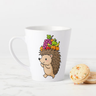 Caneca De Café Latte ouriço fofo carregando frutas frescas