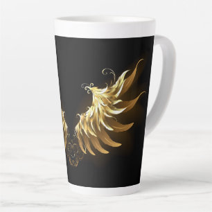 Caneca De Café Latte Ouro Angel Wings sobre fundo preto