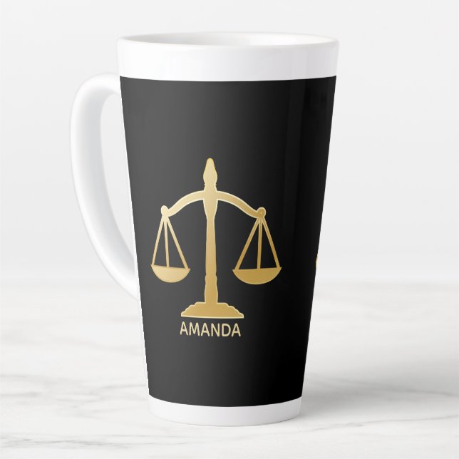 Caneca De Café Latte Ouro do Tema da Lei de Justiça (Ângulo esquerdo)