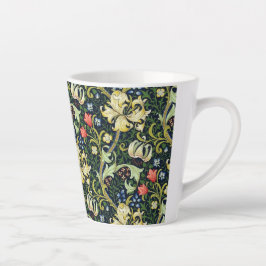 Caneca De Café Latte Ouro Lily Vintage Padrão Floral William Morris