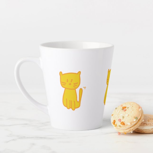 Caneca De Café Latte Ouro Lucky Cat Doodle (In Situ)