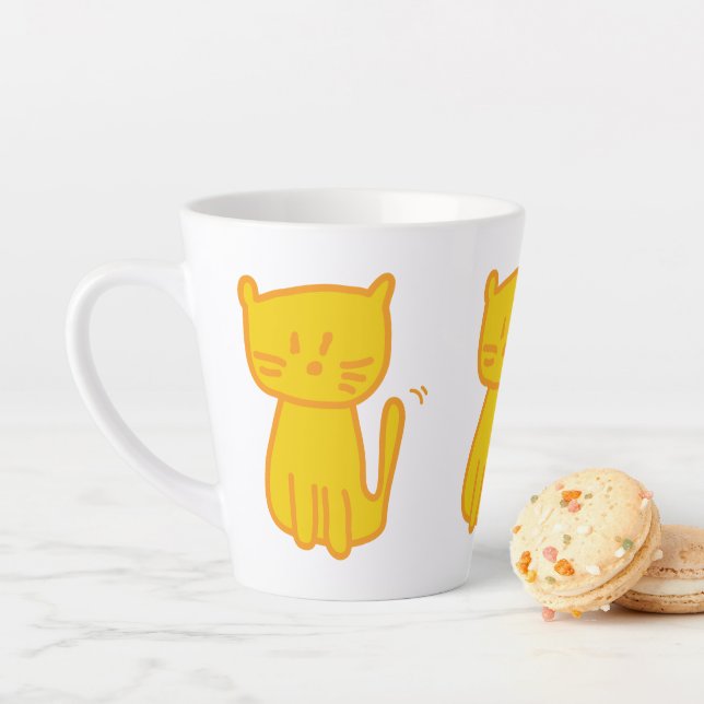 Caneca De Café Latte Ouro Lucky Cat Doodle (In Situ)