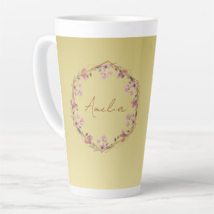 Caneca De Café Latte Ouro moderno Típografia de luxo Cor de água floral