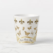Ouro personalizado Fleur de Lis Butterfly Mug