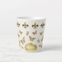 Ouro personalizado Fleur de Lis Butterfly Mug