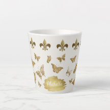 Ouro personalizado Fleur de Lis Butterfly Mug