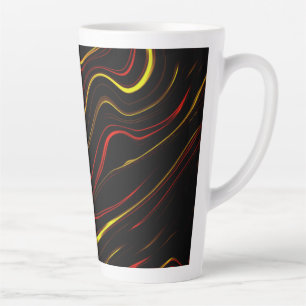 Caneca De Café Latte Ouro vermelho ondulado, longos traços em fundo pre