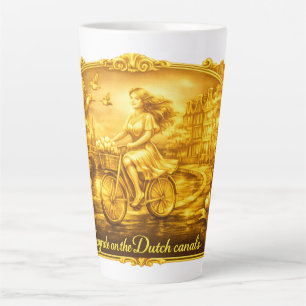 Caneca De Café Latte OuroAmsterdã Minimalista RomânticoElegante