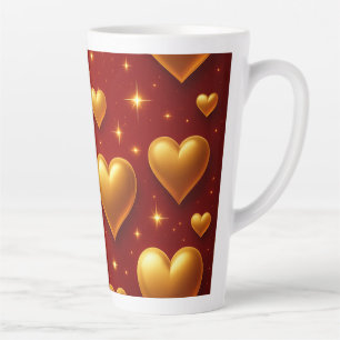 Caneca De Café Latte Ouros em vermelho com estrelas