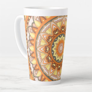 Caneca De Café Latte Outono Elegante Padrão de Design de Mandala Boho