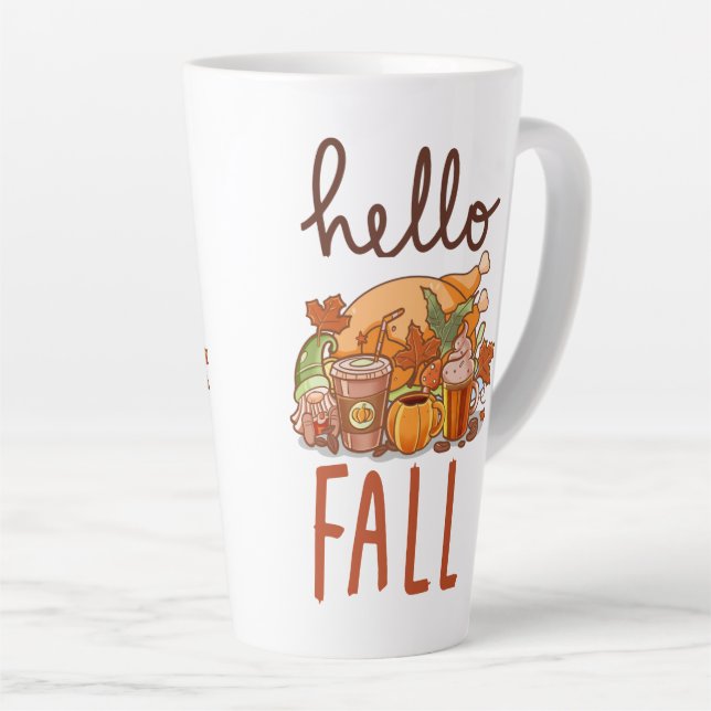 Caneca De Café Latte outono feliz (Ângulo direito)