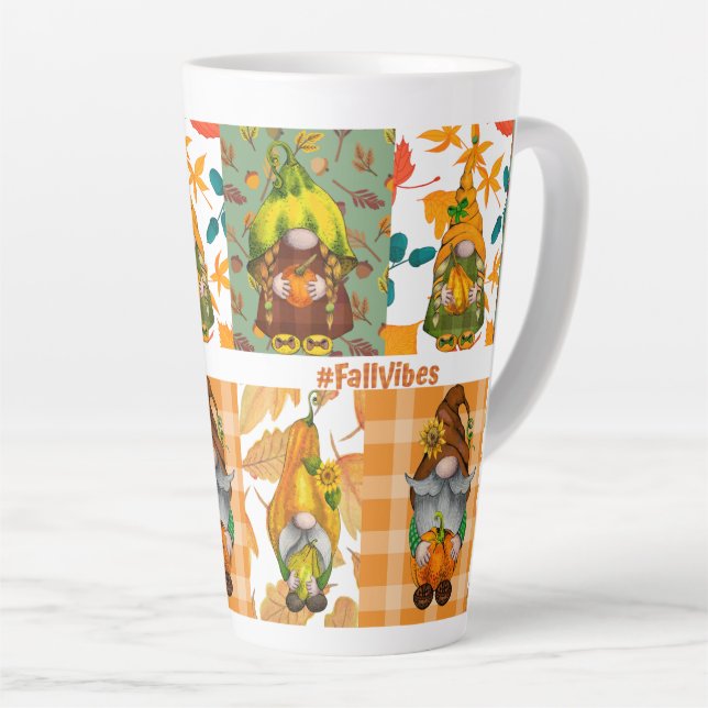 Caneca De Café Latte outono feliz (Ângulo direito)