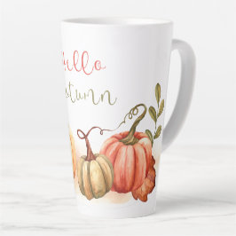 Caneca De Café Latte Outono - Pumpkins Olá outono