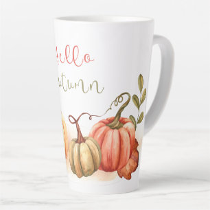 Caneca De Café Latte Outono - Pumpkins Olá outono