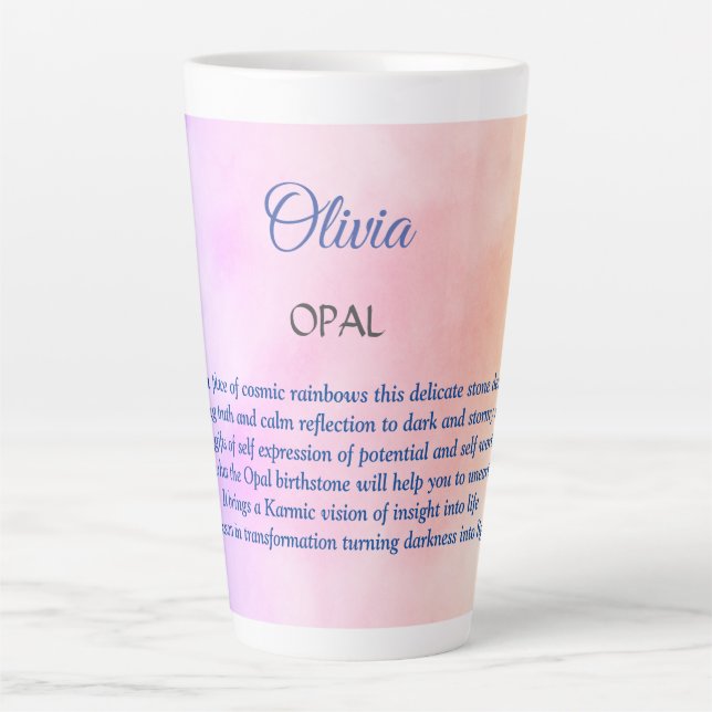 Caneca De Café Latte Outubro Birthstone Opal design (Frente)