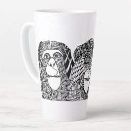 Caneca De Café Latte Ouvir sem Mau, ver sem Mau, falar sem Mau