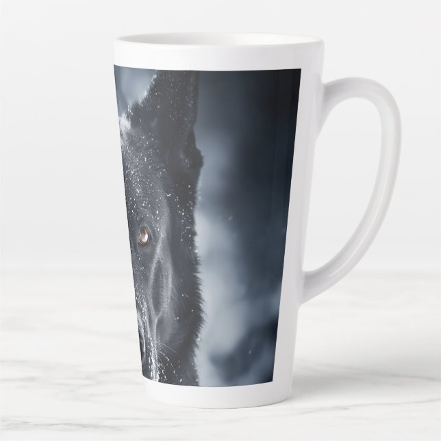 Caneca De Café Latte Ovelheiro Alemão Preto (Direita)