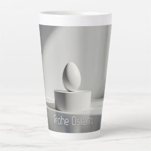 Caneca De Café Latte Ovo de Páscoa minimalista em pedestal moderno
