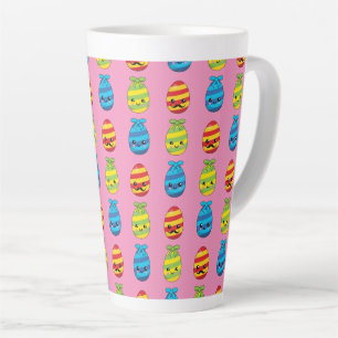 Caneca De Café Latte Ovos de Páscoa de Kawaii com fitas