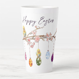 Caneca De Café Latte Ovos de Páscoa no Felz pascoa da Ramificação de Fl