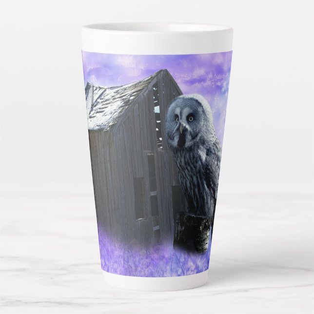 Caneca De Café Latte Owl Barn Shed (Frente)