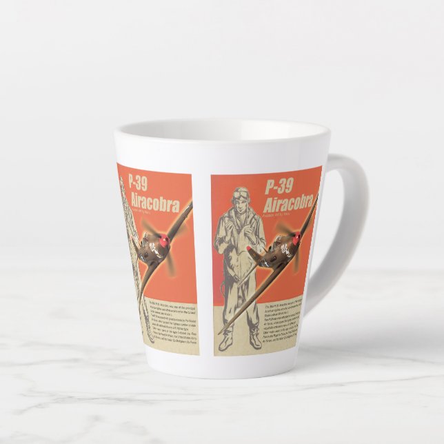 Caneca De Café Latte P-39 Airacobra (Ângulo direito)