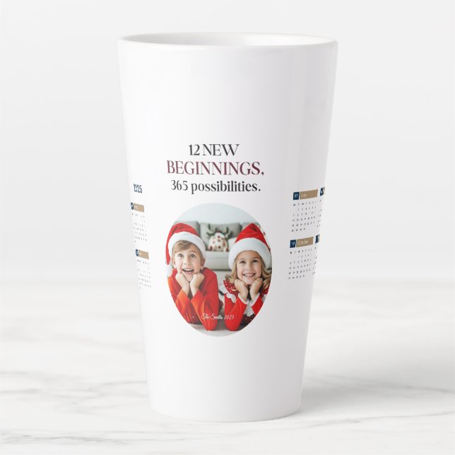 Caneca De Café Latte Pacote de Café de Calendário Personalizado 2025 (Frente)