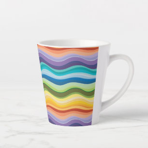 Caneca De Café Latte Padrão 2 de ondulações multicoloridas