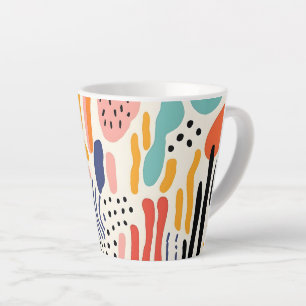 Caneca De Café Latte Padrão Abstrato de Formas Orgânicas Memphis