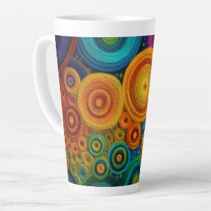 Caneca De Café Latte Padrão Abstrato Espiral Colorido Redemoinho Geomét