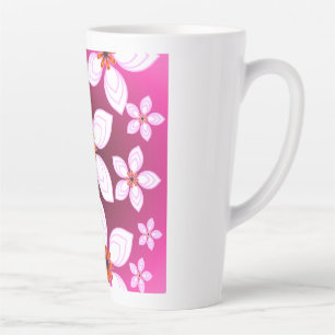 Caneca De Café Latte Padrão Abstrato Floral Rosa   Flor Estética Ar