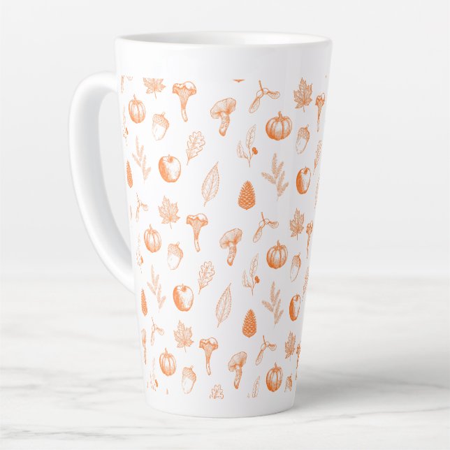 Caneca De Café Latte Padrão Aconchegante de Outono (Ângulo esquerdo)