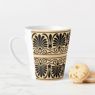 Caneca De Café Latte Padrão Árabe Grego Mediterrâneo Marrom