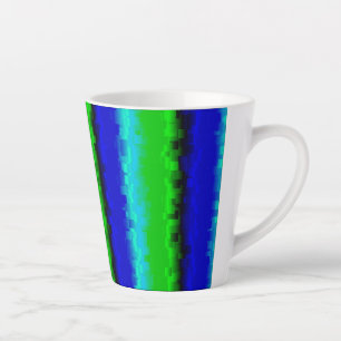Caneca De Café Latte Padrão arco-íris 3D abstrato azul verde