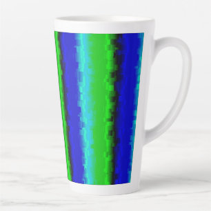 Caneca De Café Latte Padrão arco-íris 3D abstrato azul verde