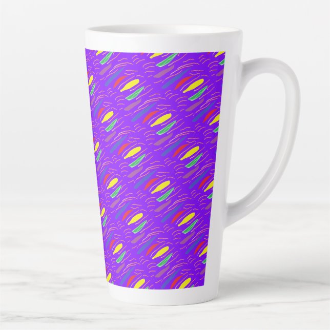 Caneca De Café Latte Padrão artístico em roxo quebradiço (Direita)