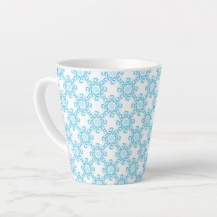 Caneca De Café Latte Padrão Azul de Lama