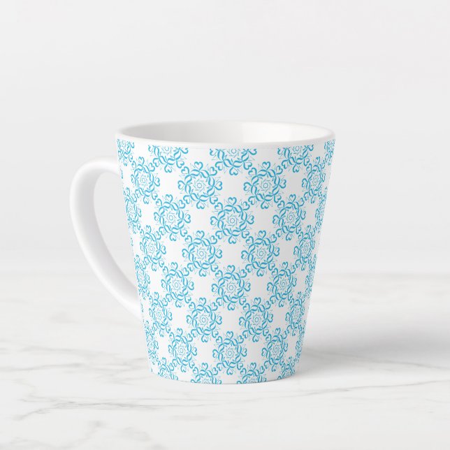 Caneca De Café Latte Padrão Azul de Lama (Ângulo esquerdo)