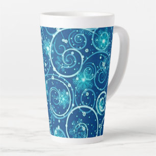 Caneca De Café Latte Padrão Azul dos pântanos de inverno