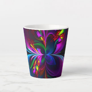 Caneca De Café Latte Padrão Azul Vermelho Abstrato Floral Moderno #15