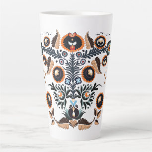 Caneca De Café Latte Padrão Boho Folclórico