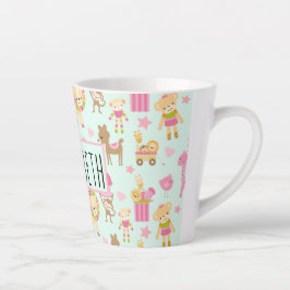 Caneca De Café Latte Padrão bonito com animais e brinquedos