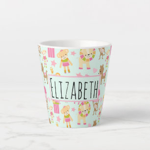 Caneca De Café Latte Padrão bonito com animais e brinquedos