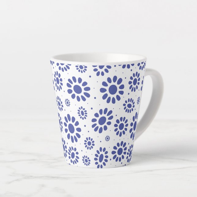 Caneca De Café Latte Padrão bonito de margarida branca Abstrato branco (Ângulo direito)