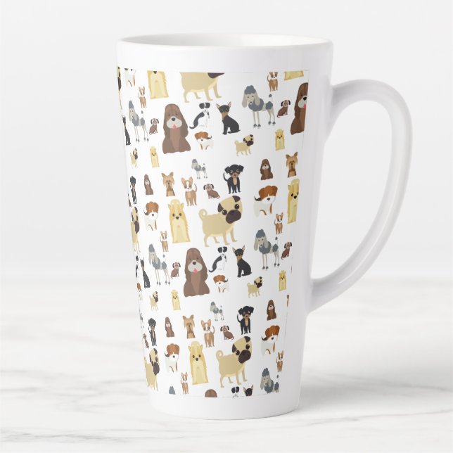 Caneca De Café Latte padrão branco dos cães de fundo (Direita)