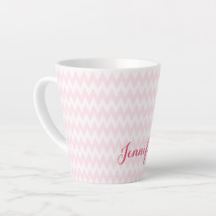 Caneca De Café Latte Padrão Branco Rosa Moderno Personalizado Elegante